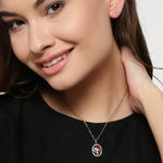 Buy Jewels Galaxy Multicoloured 18K Rose Gold-Plated CZ Stone-Studded Pendant with Chain SMNJG-PS-2022 - Purplle
