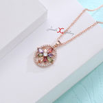 Buy Jewels Galaxy Multicoloured 18K Rose Gold-Plated CZ Stone-Studded Pendant with Chain SMNJG-PS-2022 - Purplle
