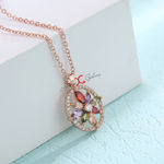 Buy Jewels Galaxy Multicoloured 18K Rose Gold-Plated CZ Stone-Studded Pendant with Chain SMNJG-PS-2022 - Purplle