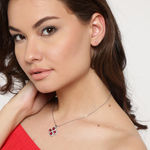 Buy Jewels Galaxy Red Silver-Toned Platinum-Plated CZ Stone-Studded Pendant with Chain SMNJG-PS-2040 - Purplle