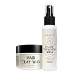 Buy Arata Ultimate Hair Set With Sea Salt Thickening Hair Spray (50 ML) & Hair Clay Wax (50 GM) | Pre-styler For Instantly Thicker, Full-Bodied Hair | Style For A Matte Finish With Maximum Control - Purplle