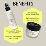 Buy Arata Ultimate Hair Set With Sea Salt Thickening Hair Spray (50 ML) & Hair Clay Wax (50 GM) | Pre-styler For Instantly Thicker, Full-Bodied Hair | Style For A Matte Finish With Maximum Control - Purplle