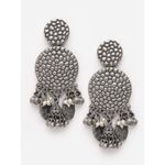 Buy Moedbuille Ghungroo Studded Engraved Floral Design Oxidised Silver Plated Handcrafted Earrings , 40 Grams - MBER03479 - Purplle