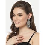 Buy Moedbuille Ghungroo Studded Engraved Floral Design Oxidised Silver Plated Handcrafted Earrings , 40 Grams - MBER03479 - Purplle