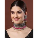 Buy Moedbuille Handcrafted Pearls & Stones Work Tassell Design Silver Plated Traditional Jewellery Set , 180 Grams - MBNS00511 - Purplle