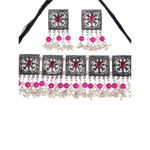 Buy Moedbuille Handcrafted Pearls & Stones Work Tassell Design Silver Plated Traditional Jewellery Set , 180 Grams - MBNS00511 - Purplle