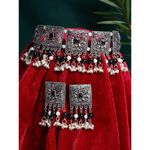 Buy Moedbuille Handcrafted Pearls & Stones Work Tassell Design Silver Plated Traditional Jewellery Set , 180 Grams - MBNS00514 - Purplle
