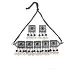 Buy Moedbuille Handcrafted Pearls & Stones Work Tassell Design Silver Plated Traditional Jewellery Set , 180 Grams - MBNS00514 - Purplle