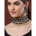 Buy Moedbuille Handcrafted Pearls & Stones Work Tassell Design Silver Plated Traditional Jewellery Set , 180 Grams - MBNS00514 - Purplle