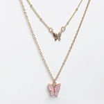 Buy Ferosh Haiba Pink Butterfly Layered Necklace - Purplle