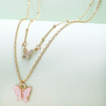 Buy Ferosh Haiba Pink Butterfly Layered Necklace - Purplle