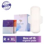 Buy Azah Rash-free Organic Sanitary Pads (Box of 15 Pads : 10 Regular + 5 XL - With disposal bags) - Purplle