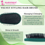 Buy Majestique Velvet Styling Hair Brush | Nylon Round-Tip Bristles Hair Comb | Mini Paddle Hair Brush | For Detangling, Separating, Shaping - Green - Purplle