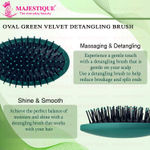 Buy Majestique Oval Shape Detangling Hair Brush | Perfect for Curly Hair, Straight Hair, Wet or Dry Use - Velvet Green - Purplle