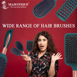 Buy Majestique Oval Shape Detangling Hair Brush | Perfect for Curly Hair, Straight Hair, Wet or Dry Use - Velvet Green - Purplle