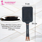 Buy Majestique Crown Series Paddle Brush with A Large Cushion Hair Brush HR152, Smoothing Detangling, Curly Hair, Thick and Straight - 1Pc/Black - Purplle