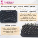Buy Majestique Crown Series Paddle Brush with A Large Cushion Hair Brush HR152, Smoothing Detangling, Curly Hair, Thick and Straight - 1Pc/Black - Purplle