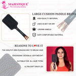 Buy Majestique Crown Series Paddle Brush with A Large Cushion Hair Brush HR152, Smoothing Detangling, Curly Hair, Thick and Straight - 1Pc/Black - Purplle