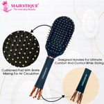 Buy Majestique Small Paddle Hair Brush | Bio-Friendly Detangling Brush | Ultra-Soft Tipped Nylon Bristles Hair Comb | Exclusive Crown Handle - Black - Purplle