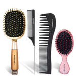 Buy Majestique Hair Brush Set - Professional Paddle Detangling Hairbrush, Wide-tooth and Tail Comb, Suitable for All Hair Types - 4Pcs/Multicolor - Purplle