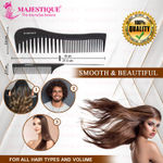 Buy Majestique Hair Brush Set - Professional Paddle Detangling Hairbrush, Wide-tooth and Tail Comb, Suitable for All Hair Types - 4Pcs/Multicolor - Purplle