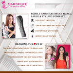 Buy Majestique Hair Brush Set - Professional Paddle Detangling Hairbrush, Wide-tooth and Tail Comb, Suitable for All Hair Types - 4Pcs/Multicolor - Purplle