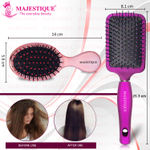 Buy Majestique Professional Hair Brush Set, Large and Small Paddle Hair Brush With Wide-tooth and Tail Comb Suit for Women Men and Kids - 4Pcs/Purple - Purplle