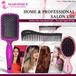 Buy Majestique Professional Hair Brush Set, Large and Small Paddle Hair Brush With Wide-tooth and Tail Comb Suit for Women Men and Kids - 4Pcs/Purple - Purplle