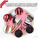 Buy Majestique Round and Oval Cushion Hair Brush Set with Handle Mirror, Soft Nylon Bristles for All Types Style in Men and Women - 3Pcs/Gold - Purplle