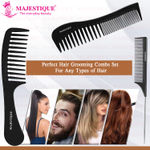 Buy Majestique Professional Wide Comb, Tail Comb, Dresser Hair Comb for All Hair Types & Styles - 3Pcs/Black - Purplle