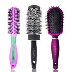 Buy Majestique Professional Large Hot Curling Round Hair Brush Set - Nylon Bristles and Rubber-Grip Handle for Blow-Dry Styling - Purplle