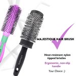Buy Majestique Professional Large Hot Curling Round Hair Brush Set - Nylon Bristles and Rubber-Grip Handle for Blow-Dry Styling - Purplle