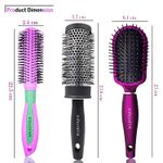 Buy Majestique Professional Large Hot Curling Round Hair Brush Set - Nylon Bristles and Rubber-Grip Handle for Blow-Dry Styling - Purplle