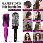 Buy Majestique Professional Round Brush for Blow Drying and Vent Blow Brush - Heat Styling Lightweight - Large (Purple/ Black) - Purplle