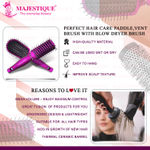 Buy Majestique Professional Hair Brush Set | Detangling, Vent, and Blow Dry Brushes | Soft Nylon Bristles for All Types Style - 3Pcs/Multicolor - Purplle