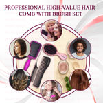 Buy Majestique Professional Hair Brush Set, Large and Small Paddle Hair Brush With Wide-tooth and Tail Comb Suit for Women Men and Kids - 4Pcs/Purple - Purplle