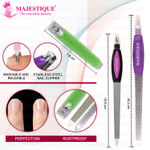 Buy Majestique Nail Filers with Cuticle and Nail Clipper, Ultra Sharp Cutter for Ingrown Nails Clipper, Stainless Steel, Manicure Pedicure Tools - 3Pcs/Multicolor - Purplle