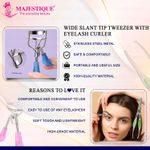 Buy Majestique Eyelash Curler with Eyebrow Pluker Tweezer for No Pinching or Pulling Just Dramatically Curled Eyelashes & Lash Line In Seconds - 2Pcs/Multicolor - Purplle