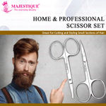 Buy Majestique Pointed & Round Head, Facial Hair Scissors Eyebrow Scissors, Mustache, Nose Hair, Beard Trimming Scissors - 2Pcs - Purplle