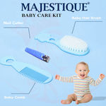 Buy Majestique Baby Grooming Set - Baby Hair Brush, Comb and Nail Cutter Set for Newborns & Toddlers - Blue - Purplle