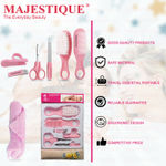 Buy Majestique Baby Grooming Set - Brush, Comb, Clipper, File & Baby Towel 7 Pcs - Pink (Color May Vary) - Purplle