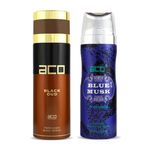 Buy ACO PERFUMES Set of 2 Imported Deodorants Black Oud & Blue Musk Body Spray For Mens, Made In UAE, 200 ml Each - Purplle