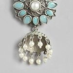 Buy Golden Peacock Oxidised Classic Turquoise Blue Floral Dome-Shaped Jhumkas 15 GM - Purplle