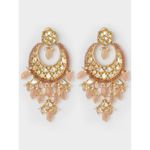 Buy Joules by Radhika Peach and Kundan Stunded Chandelier Chandbali - Purplle