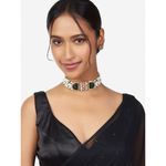 Buy Joules by Radhika Gold Finish Green & Off White Kundan Polki Choker Necklace & Earrings Set - Purplle