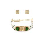 Buy Joules by Radhika Gold Finish Green & Off White Kundan Polki Choker Necklace & Earrings Set - Purplle