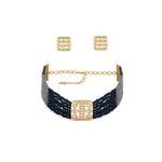 Buy Joules by Radhika Gold Finish Blue & Grey Kundan Polki Choker Necklace & Earrings Set - Purplle