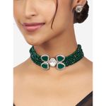 Buy Joules by Radhika Green Kundan Polki Choker Necklace & Earrings Set - Purplle