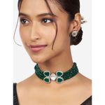Buy Joules by Radhika Green Kundan Polki Choker Necklace & Earrings Set - Purplle