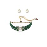 Buy Joules by Radhika Green Kundan Polki Choker Necklace & Earrings Set - Purplle